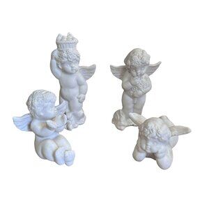 Vintage Set of Vigor White porcelain Angel Figurines 4 Figures Made in China